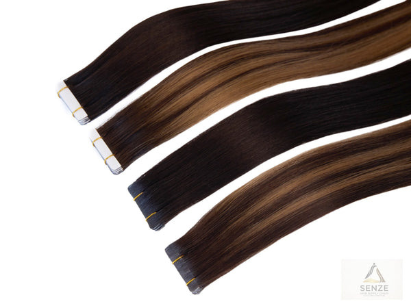 Injected Tape-in Hair Extensions - Natural Black & Brown Shades | Senze Hair