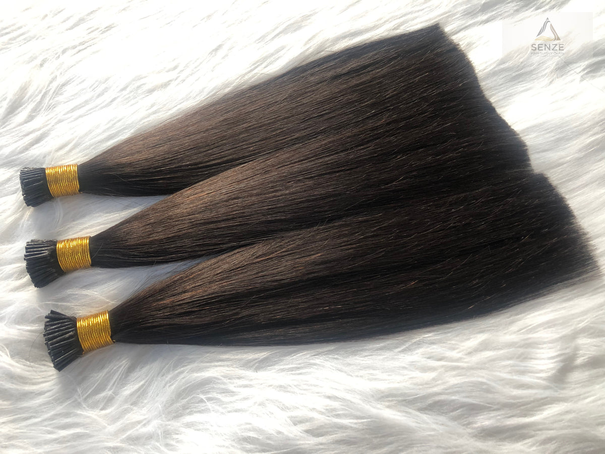 100% Virgin Cuticle Remy I-Tip Hair Extensions - Natural Dark & Brown | Senze Hair