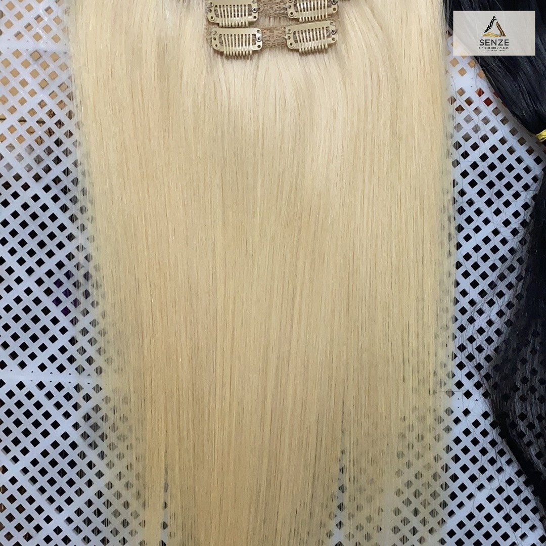 100% Virgin Remy Seamless Clip-in Extensions 18",22" - Light Blonde & Ash #7-#12S | Senze Hair