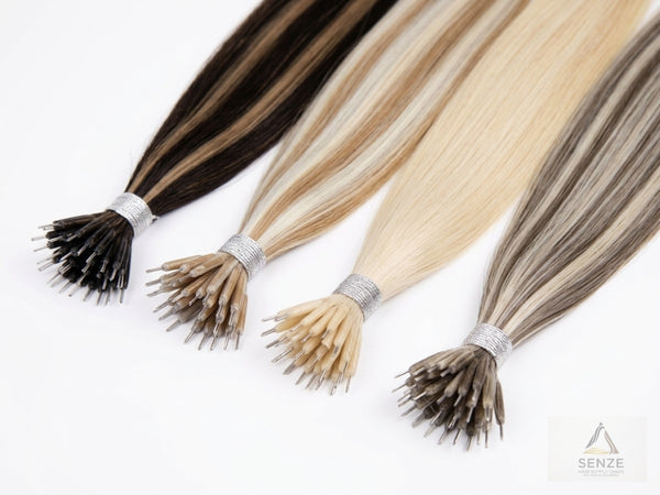 100% Virgin Remy Nano Ring Hair Extensions 14",18",22" - Piano & Mixed Highlights | Senze Hair