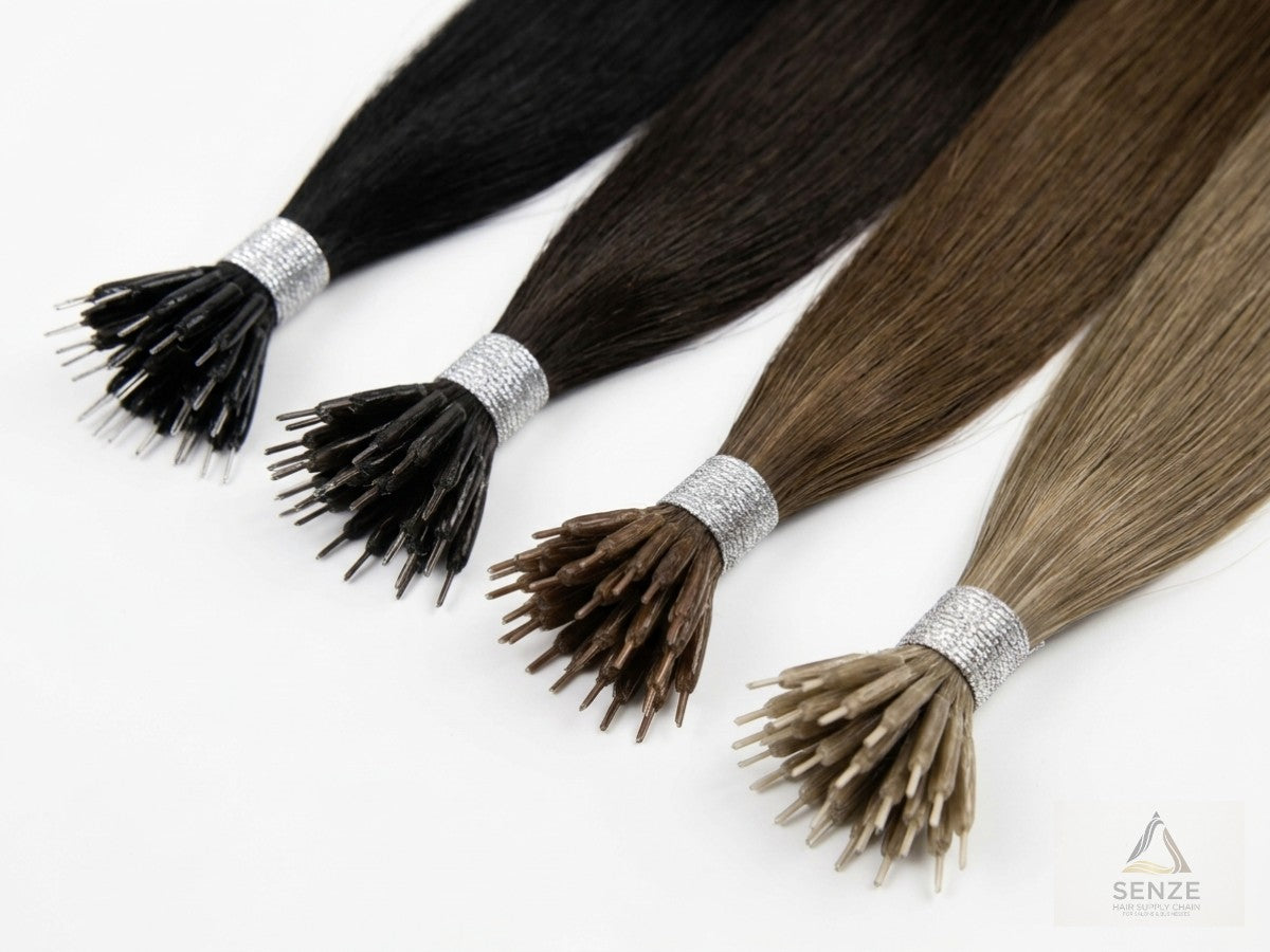 100% Virgin Cuticle Remy Nano Ring Extensions 14",18",22" - Natural Dark & Brown #1-#5 | Senze Hair