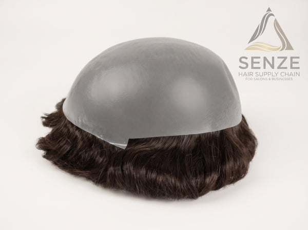 Single Knot Thin Skin Men's Hair System - Durable 0.04mm-0.14mm Poly Base Toupee - 8x10 Natural Human Hair Replacement