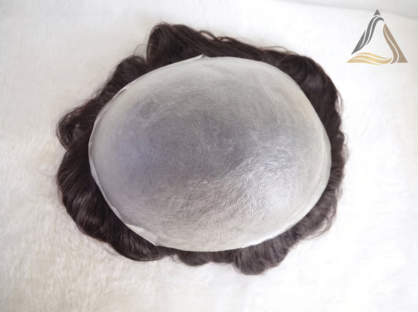 V-Loop Ultra Thin Skin Men's Hair System - 0.02mm-0.18mm Knotless Toupee - 8x10 Seamless Natural Growth Human Hairpiece